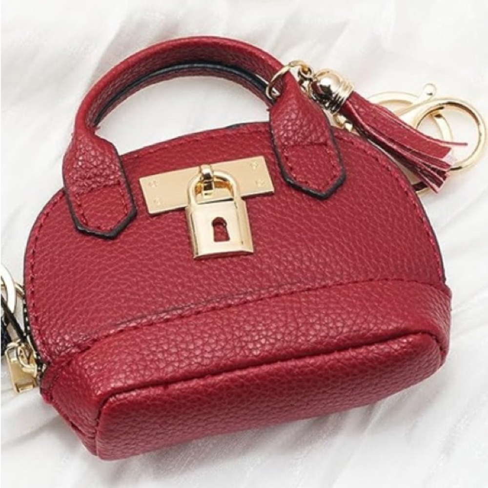 NEW Mini Purse Bag Charm Keychain Micro Pouch Bag Cles Compact Mini Wallet Red - Picture 3 of 4